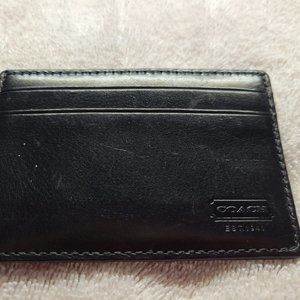 Men's Coach Black Leather Credit Card Pouch Wallet